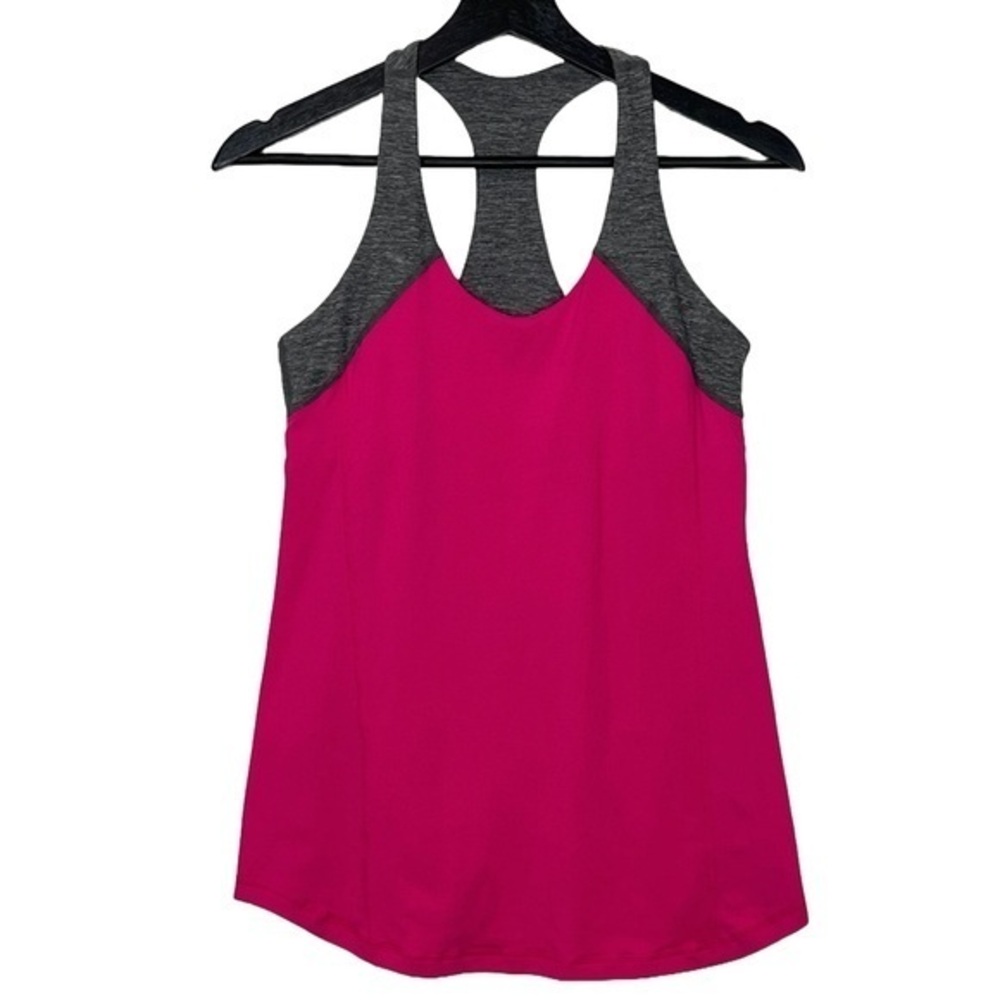 Lululemon Inner Strength Tank Top Racerback Bra Luon Pink / Heathered Grey 8